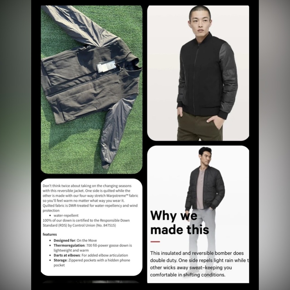 $198 Men’s Small Lululemon About-Face Reversible Bomber | Goose Down LM4848S